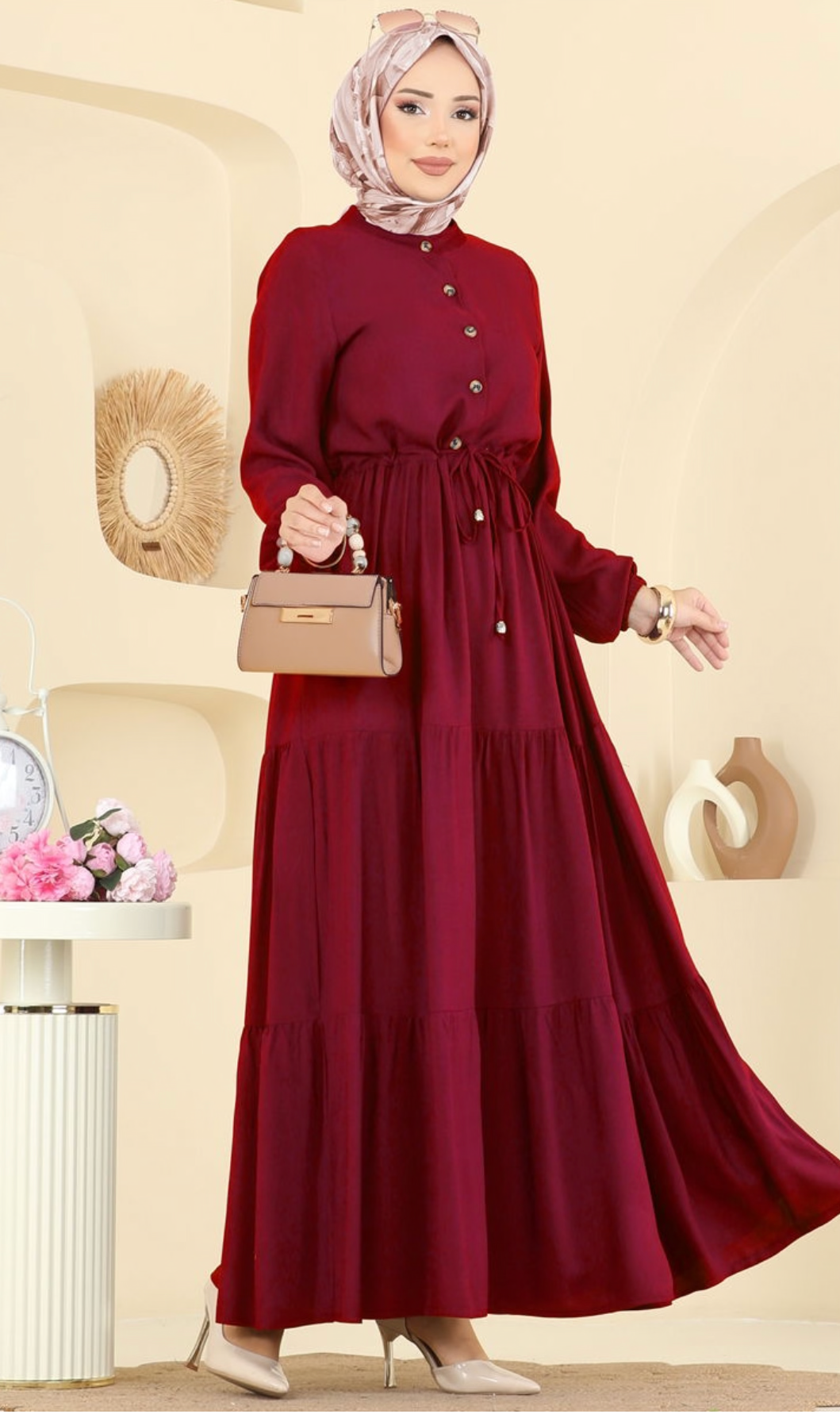 فستان سهرة من قماش بلماندو للمحجبات