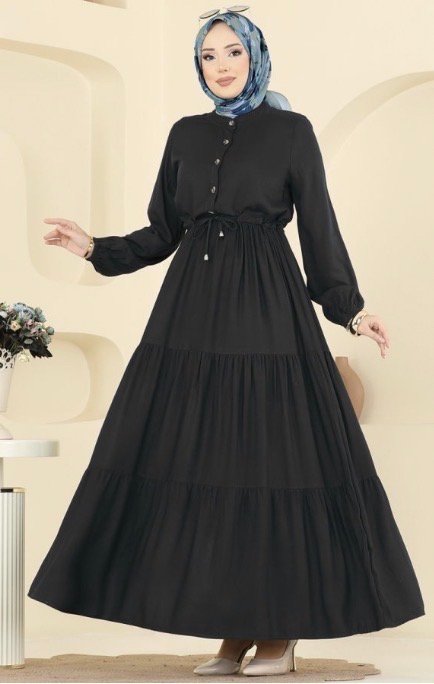 فستان سهرة من قماش البلماندو للمحجبات