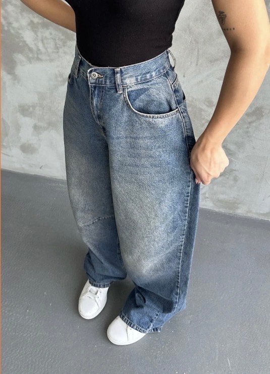 بنطال جينز نسائي كاجوال بقصة واسعة