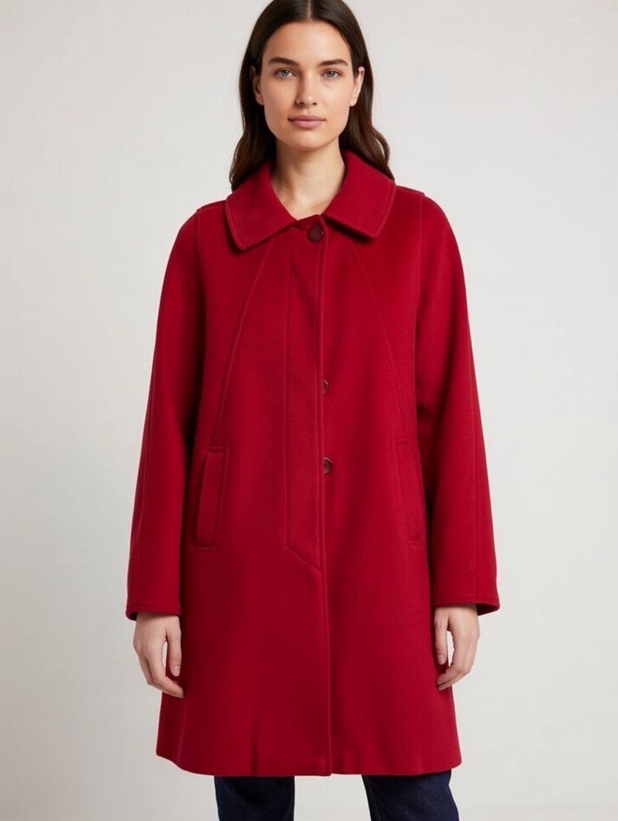 معطف صوف نسائي بتصميم كلاسيكي